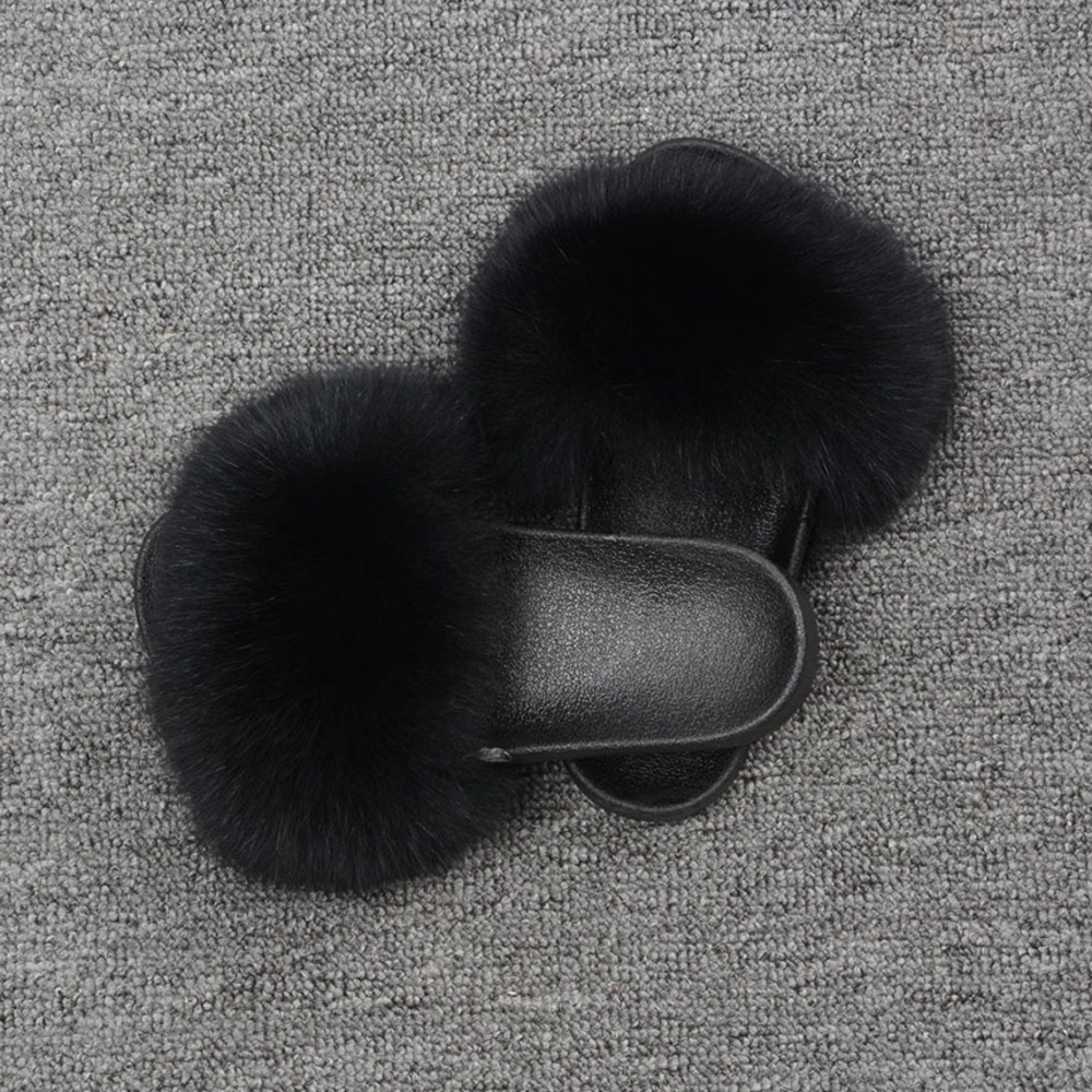 NEW! Real Fox Fur Slides / Fur Slippers - Picture 3 of 6